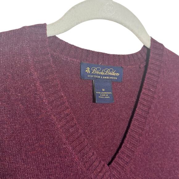 Vintage Brooks Brothers 100% Scottish Lambs Wool Size Medium Maroon Sweater Vest - Picture 4 of 5